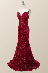 Prom Dresses Size 51, Fuchsia Sequin Strapless Mermaid Long Formal Dress