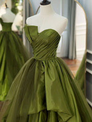 Prom Dresses 04, Green Long Prom Dresses, Green Satin Formal Long Evening Dress