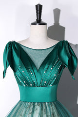 Bridesmaid Dresses Color Schemes, Green Satin Tulle Long Prom Dress, Elegant A-Line Formal Dress