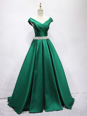 Black Dress Classy, Off the Shoulder Green Long Prom Dress, Off Shoulder Long Green Formal Evening Dresses