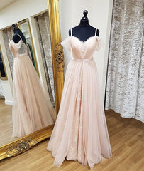 Party Dress Inspiration, Pink sweetheart neck tulle long prom dress, pink evening dress
