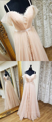 Party Dresses Ladies, Pink sweetheart neck tulle long prom dress, pink evening dress