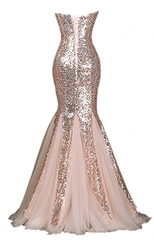 Dinner Dress Classy, Bride Sparkly Sequins Mermaid Long Evening Dresses