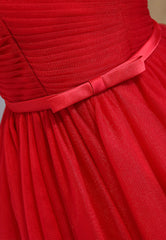 Bridesmaid Dresses Different Styles, Red Tulle Short Prom Dresses,A-Line Semi Formal Dress
