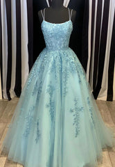Homecoming Dresses Red, Blue Lace Long Prom Dresses, A-Line Formal Evening Dresses